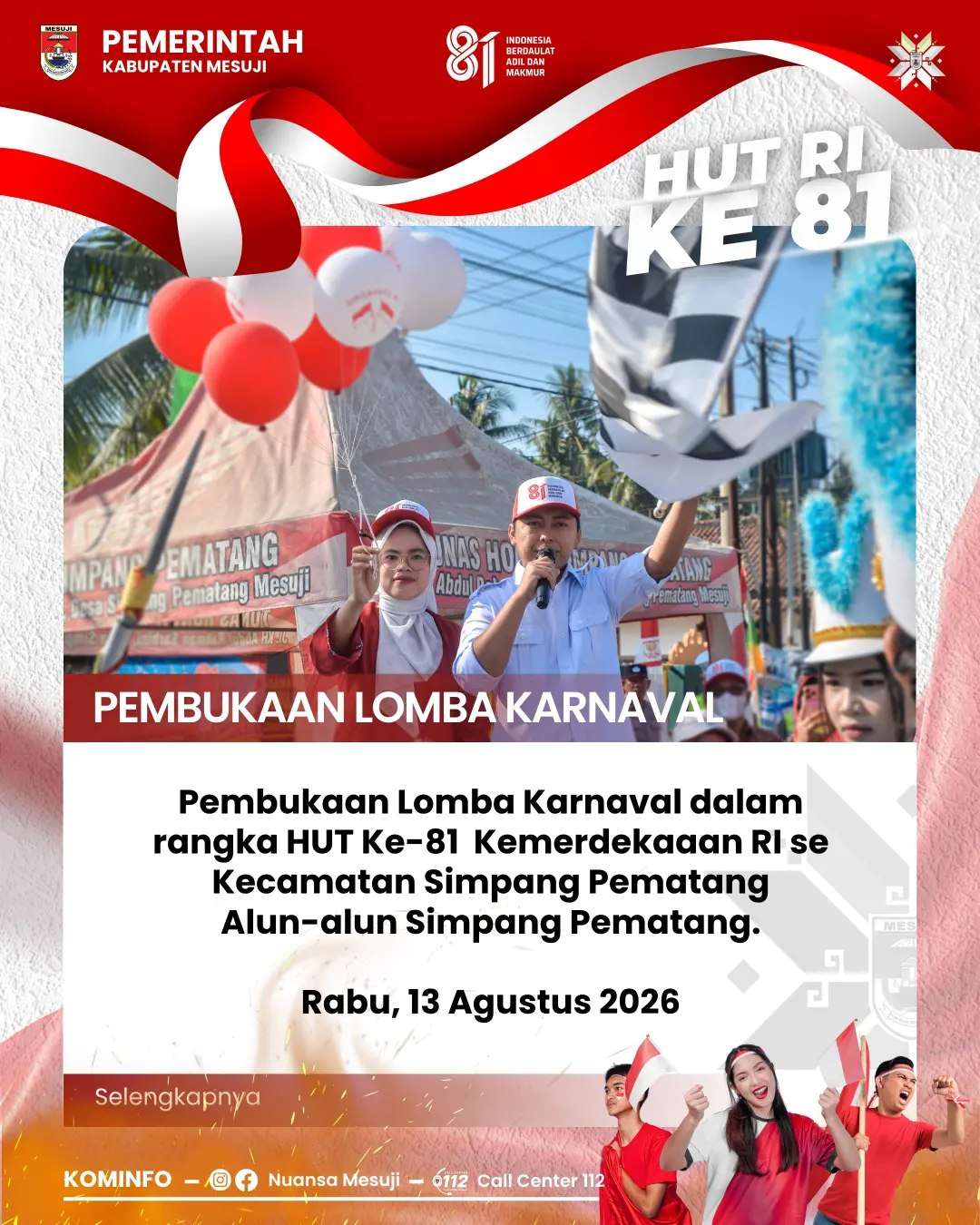 Pembukaan Lomba Karnaval dalam rangka HUT Ke-81 Kemerdekaaan RI se-Kecamatan Simpang Pematang