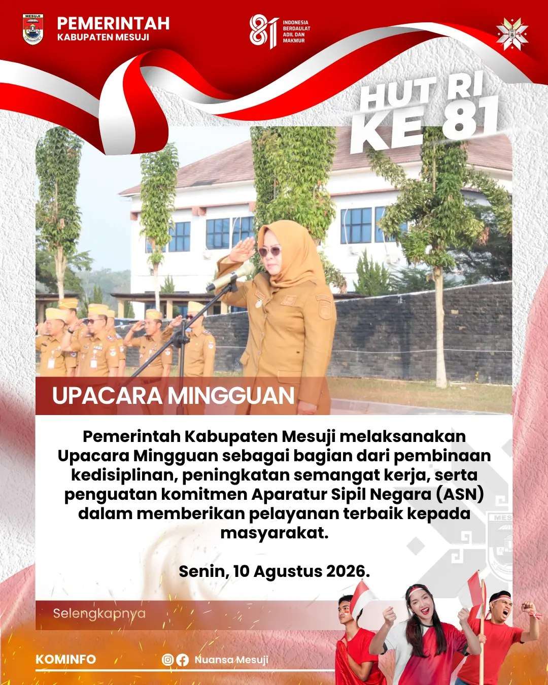 Upacara Mingguan di Lingkungan Pemerintah Kabupaten Mesuji
