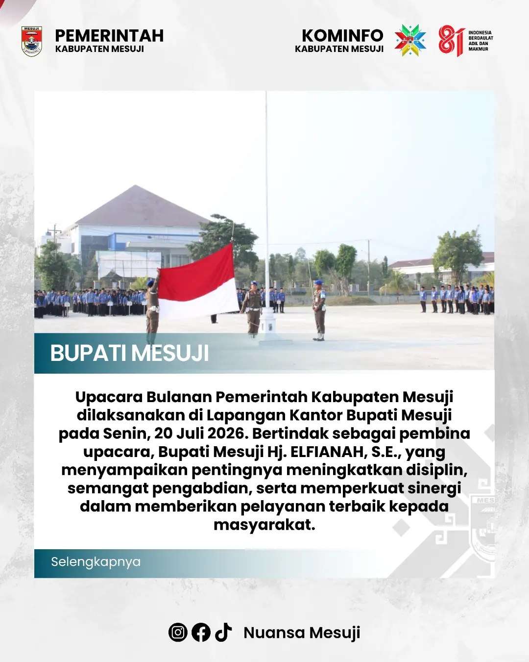 Upacara Bulanan Pemerintah Kabupaten Mesuji