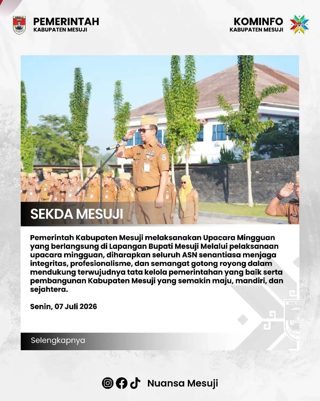Upacara Mingguan Pemerintah Kabupaten Mesuji