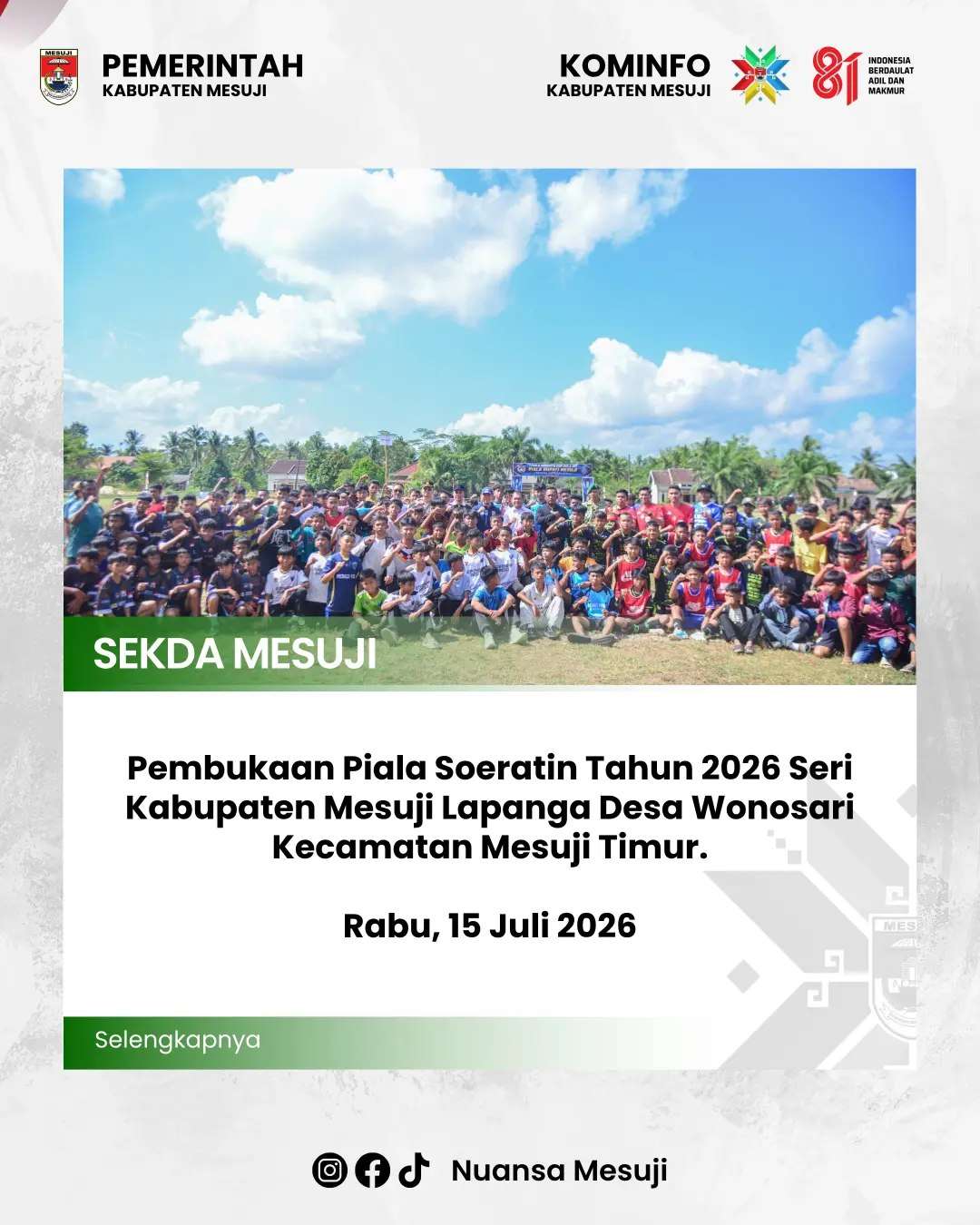 Pembukaan Piala Soeratin Tahun 2026 Seri Kabupaten Mesuji