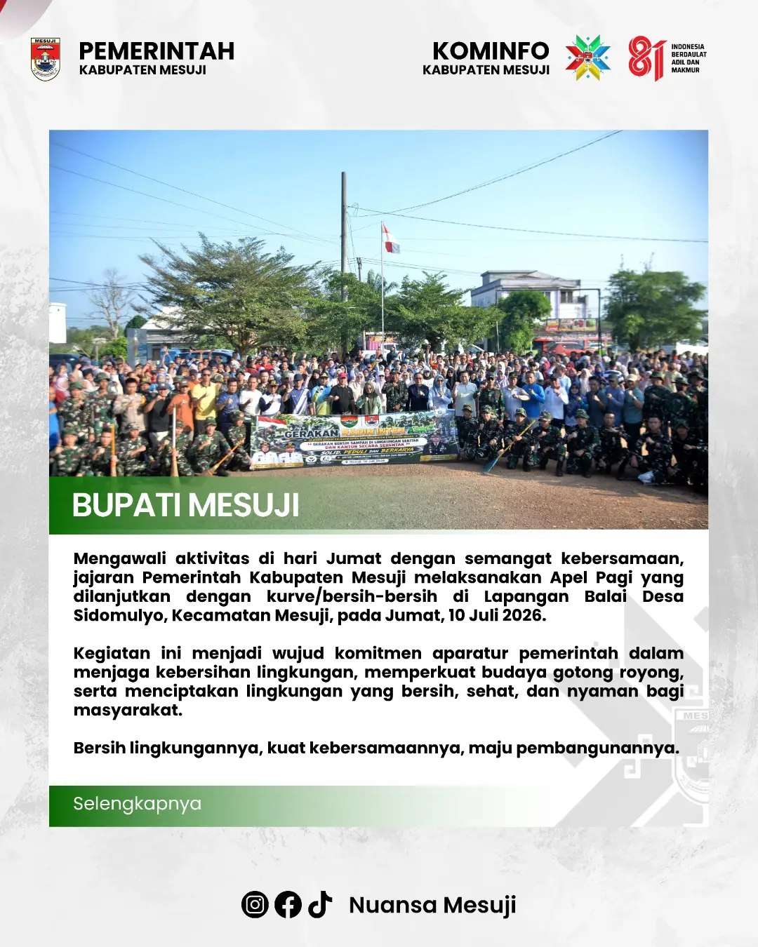 Apel Pagi dan Gotong Royong Bersama