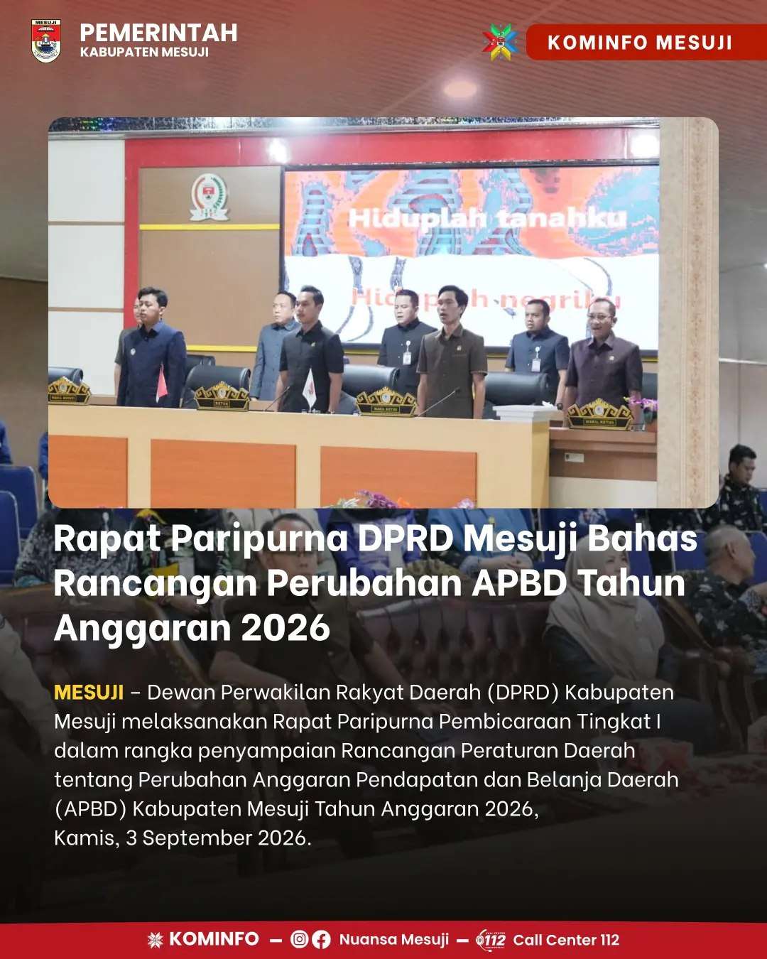 Rapat Paripurna DPRD Mesuji Bahas Rancangan Perubahan APBD Tahun Anggaran 2026